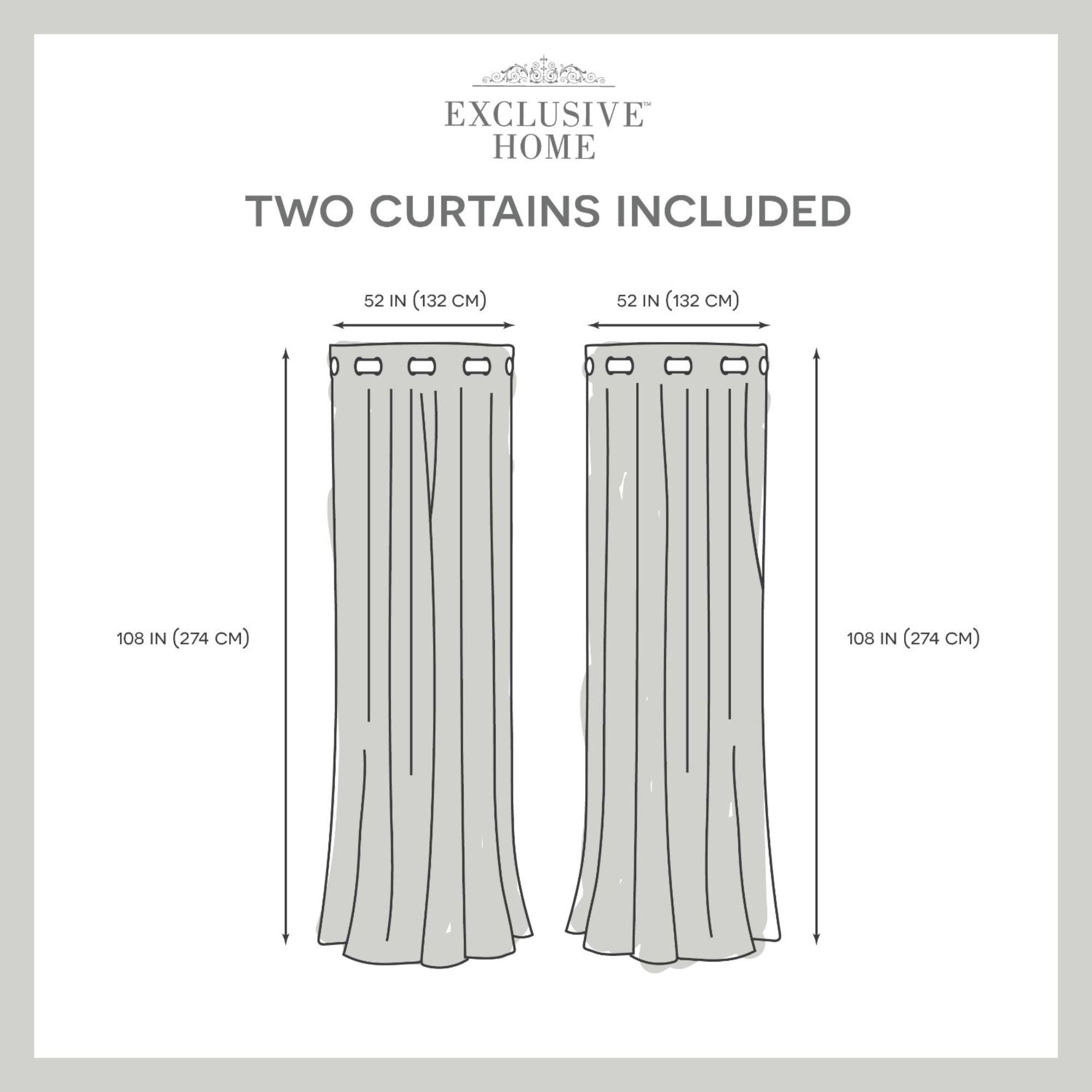 Exclusive Home Belmont Embroidered Room Darkening Blackout Grommet Top Curtain Panel Pair, 52"x108", Winter