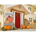 thumbnail image 4 of Welcome Rustic Pumpkin House Flag 28 x 40 Double Sided Fall Autumn Polka Dots Pumpkins Plaid Wooden Garden Yard Flags Outdoor Indoor Seasonal Banner Thanksgiving Harvest Farmhouse Country Decor, 4 of 5