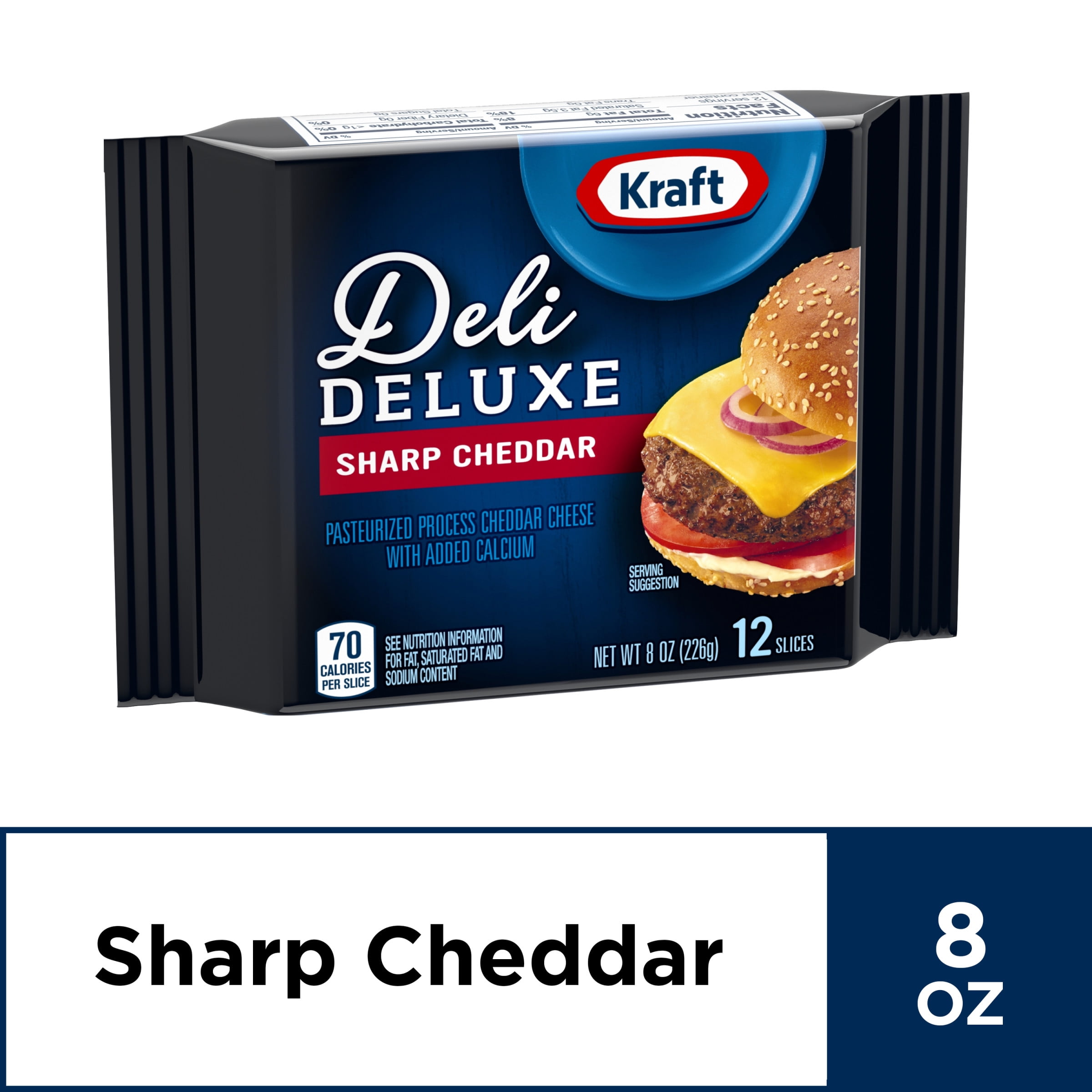Kraft Deli Deluxe Sliced Cheese, Sharp Cheddar Cheese, 12 ct 8.0 oz
