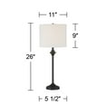 thumbnail image 6 of 360 Lighting Lynn 26" Tall Skinny Buffet Modern Table Lamps Set of 2 Black Metal White Shade Living Room Bedroom Bedside House, 6 of 8
