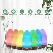 Ultrasonic Aromatherapy Essential Oil Diffuser - BESTEK Portable Aroma Cool Mist Humidifier with 7 Color Changing Lights, Real Wood Base, Waterless Auto Shut-off for Home & Office Safety