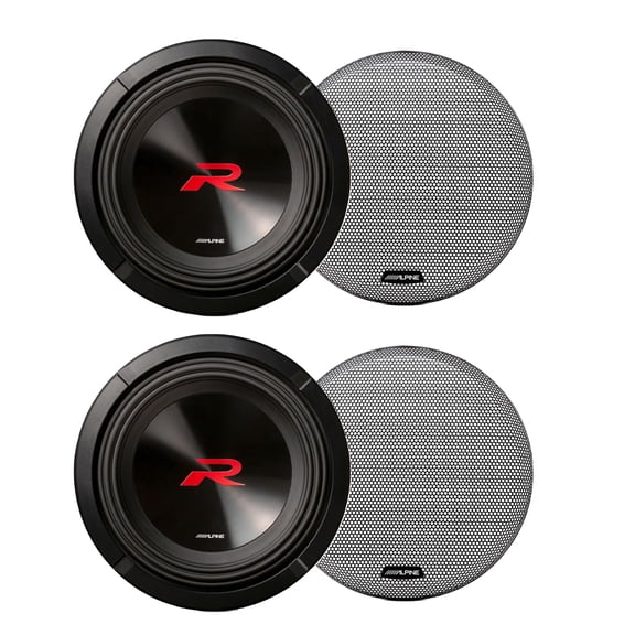 Alpine 2-R2-W10D2 Next-Generation 10" R-Series Subwoofers Dual 2-Ohm with 2-KTE-10G.3 Grills