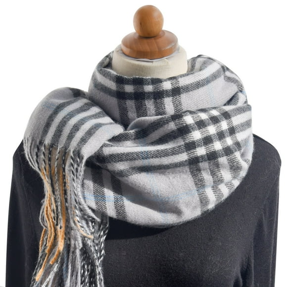 Aayomet Wool Scarf Women Winter Colorful Plaid Shawl Thickening Warm Fringe Scarf Scarf (Blue, A)