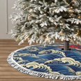 thumbnail image 3 of Christmas Tree Skirt, Japanese Water Wave Christmas Tree Decorations Indoor, Tree Skirts Mat With Tassel Trim for Halloween New Year Holiday Christmas Party Decor 36 Inches, 3 of 7