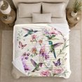 thumbnail image 5 of Hummingbird Garden Flowers And Wings Dreamy Botanical Style Bird Lovers Blooming Garden Bird Motif Warm Flannel Blanket, Mother's Day Gift for Sunroom and Bedroom Home Decor, 5 of 9