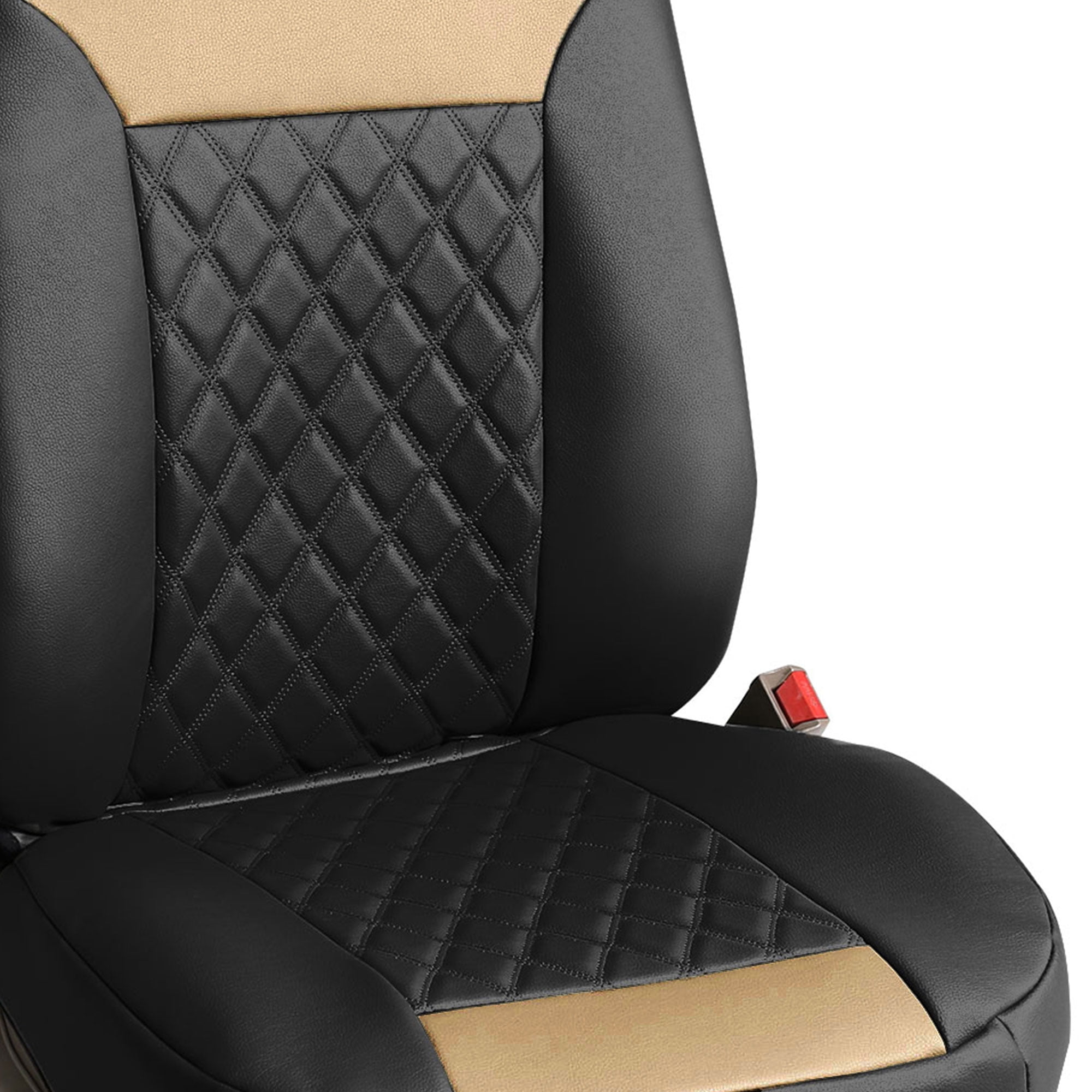 FH Group Cojines de asiento ultra confort de piel sintética de la más alta  calidad color beige liso para el auto, juego trasero, ajuste universal
