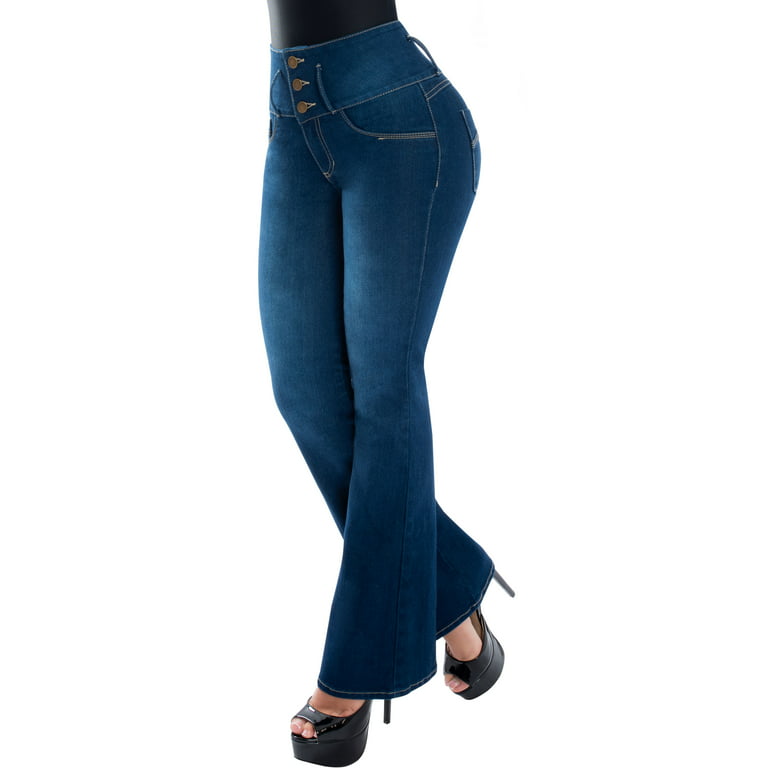 Butt Lifter Women Bootcut Jeans High Rise Waist Push Up Levanta Cola  Pantalones Colombianos 515DB Dark Blue Size 7 USA / 12 COL 