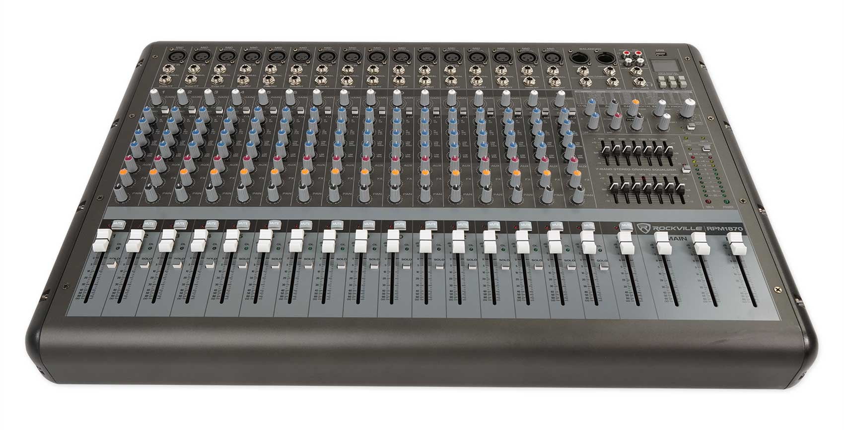 Rockville RPM1870 18 Channel 6000w Powered Mixer w/USB, Effects/16 XDR2 Mic Pres