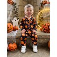 thumbnail image 5 of Cjfdfy Newborn Baby Girls Boy Halloween Satin Pajamas Romper Pumpkin Leaf Printed Long Sleeve Jumpsuit Infant Cute Halloween Holiday Fall Winter Sleepwear, 5 of 10