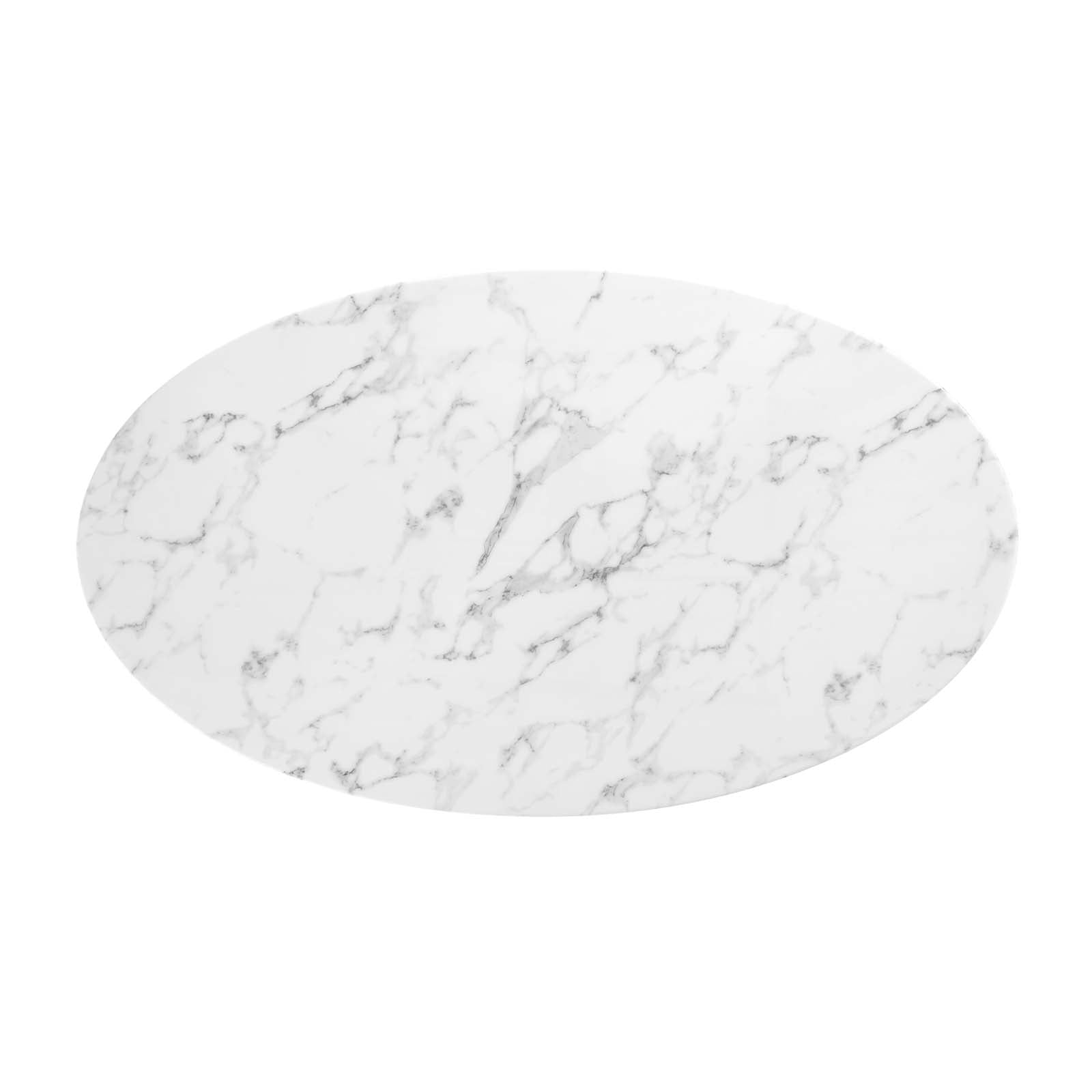 Modway Lippa 54" Oval Faux Marble & Metal Dining Table in Gold and White
