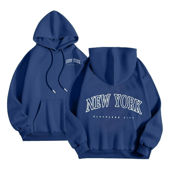 PuLe Hoodies Women's Long Sleeve Hooded Drawstring Sweatshirts Trendy Casual Loose Fit Hoodies Letter Printed 2024 Fall Pullover