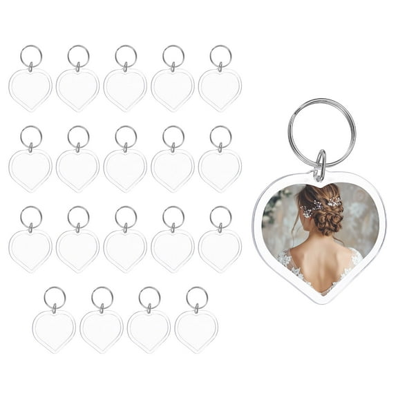 Uxcell 20 Pcs Photo Frame Keyring, 2 x 2 Inch Heart Photo Keychains