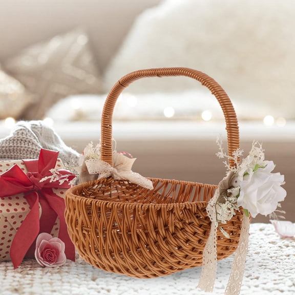 Uonlytech Multi-Color Plastic Imitation Rattan Basket for Serving Snacks Fruit and Decorative Storage