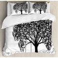 thumbnail image 3 of Tree Duvet Cover Set Twin Size, A Tree Silhouette with a Swing Illustration Flowers and Grass Monochrome Pattern, Decorative 2 Piece Bedding Set with 1 Pillow Sham, Black and White, by Ambesonne, 3 of 3