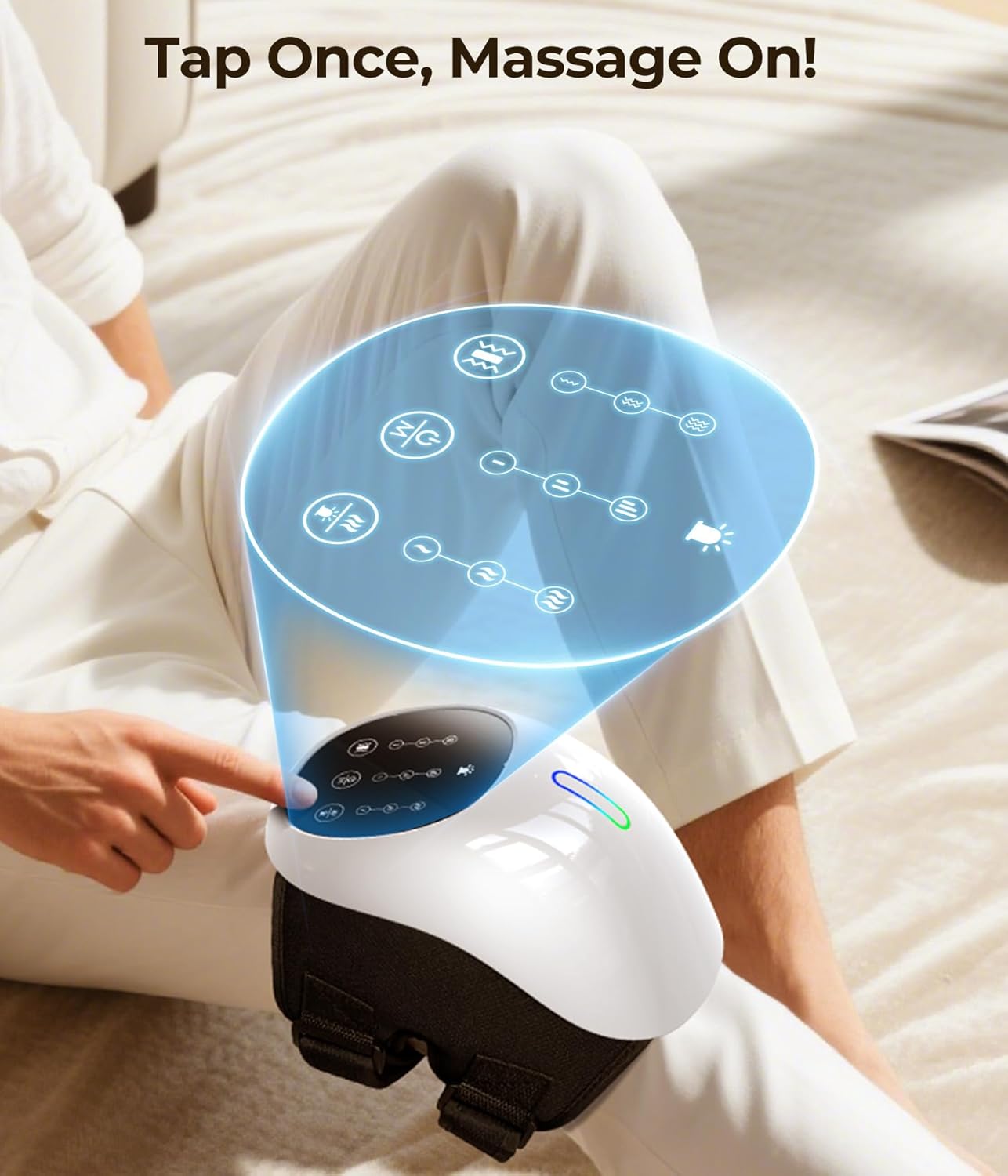 360° Comfort Knee Wrap with Soothing Heat, Kneading Massage, and Red Light