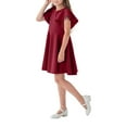 thumbnail image 2 of HAiming Girl's Ruffled Short Sleeve Dress Summer Casual Solid Color Round Neck A-Line Party Dresses for 2-11 Years, 2 of 4