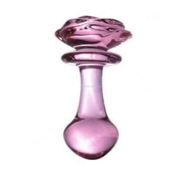 Pink B.O.B. Rose Glass Anal Plug - Great for Temperature Play