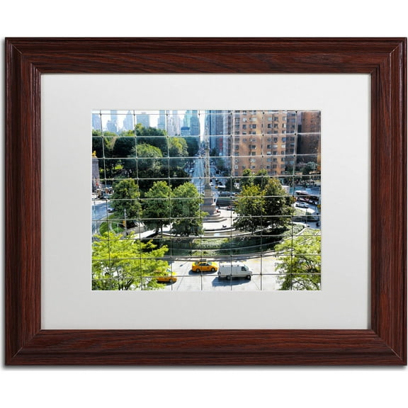 Trademark Fine Art "Columbus Circle" Canvas Art by CATeyes, White Matte, Wood Frame