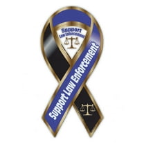Magnetic Bumper Sticker - Support Law Enforcement Ribbon Magnet - Cops, Police, Sheriff - 3.75" x 8"