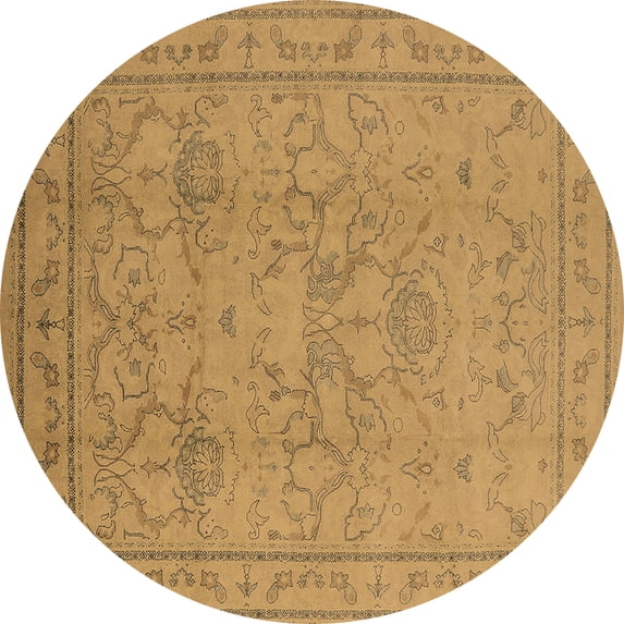 Ahgly Company Indoor Round Oriental Brown Industrial Area Rugs, 3' Round