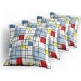 thumbnail image 5 of Ambesonne Geometric Throw Pillow Cover 4 Pack, Quadratic Striped Grid, 20", Multicolor, 5 of 7
