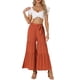 thumbnail image 2 of Pantalones Boho para Mujer INSPIRE CHIC con Cintura Alta Elástica y Volantes, Pantalones Palazzo de Pierna Ancha XS Caramelo, 2 of 6