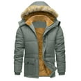 thumbnail image 2 of gbyLJF Men's Fleece Lined Down Jacket Thickened Solid Color Hooded Puffer Jacket Winter Warm Zip Up Cotton-padded Jackets with Pockets, 2 of 8