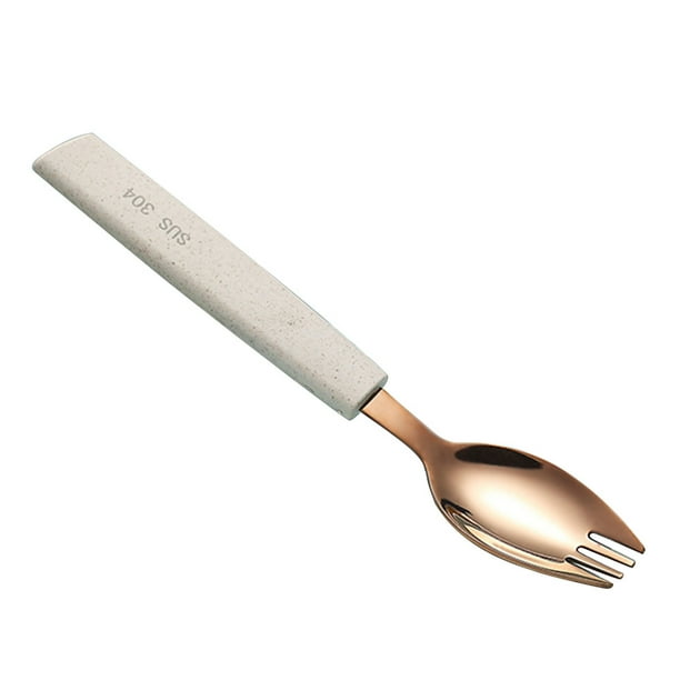 Naiovety 2 en 1 Sopa Ensalada Spork Material de paja de trigo Mango Cuchara de acero inoxidable Vajilla para el hogar Vajilla Type3 NO3 Naiovety JJ21277-03