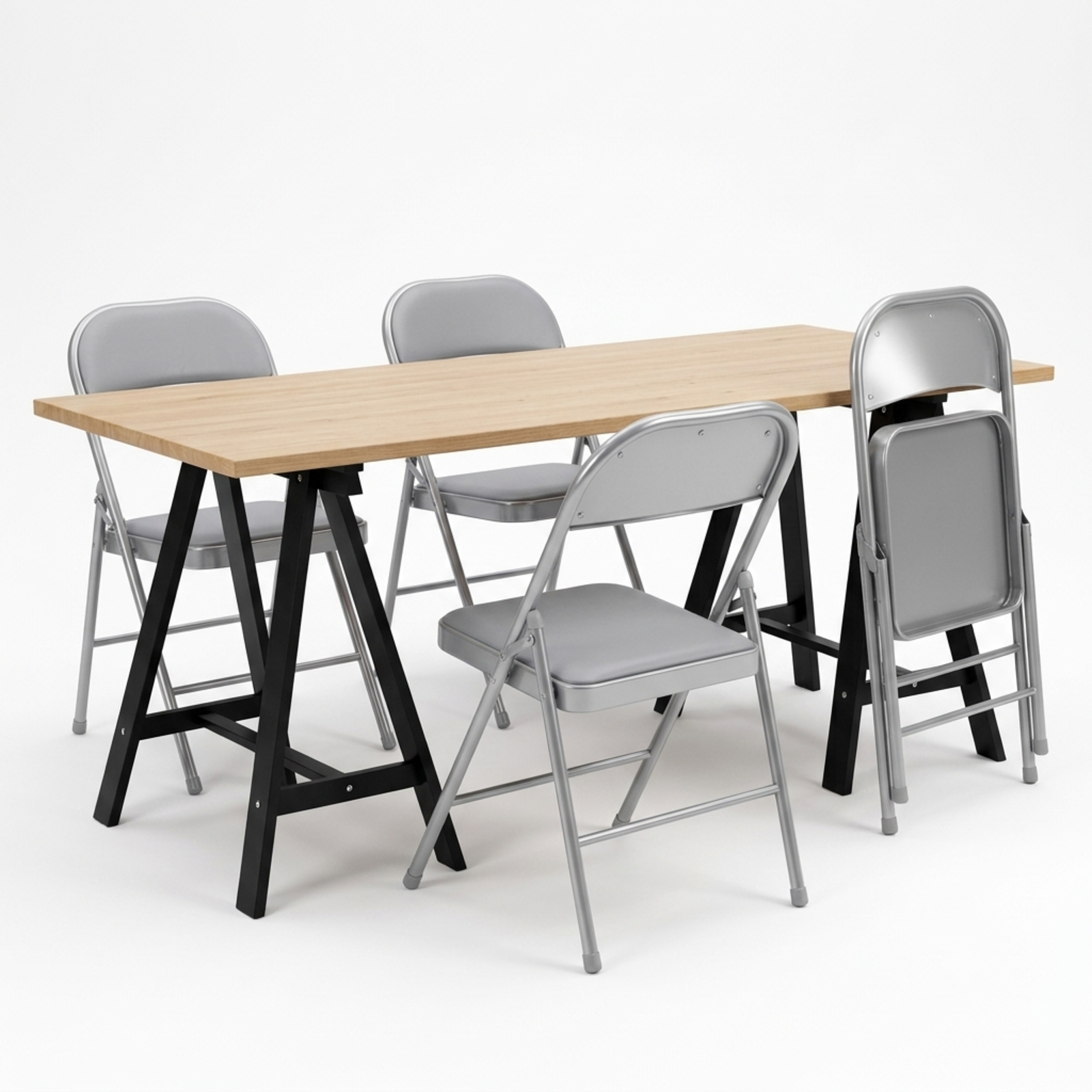 Fenbeli Fabric Padded Folding Chairs 4 Pack, Gray Foldable Chairs with 330 lb Capacity, Portable Seating for Dining Parties and Indoor Outdoor Events