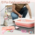 thumbnail image 7 of 2 Set 14 Pcs Cat Kitten Starter Kit Foldable Cat Litter Box with Shovel Small Litter Pan Collapsible Cat Toilet Paw Litter Mat Cat Collars Cat Bowls Cat Toys Teaser Stick for Beginner(Pink), 7 of 7