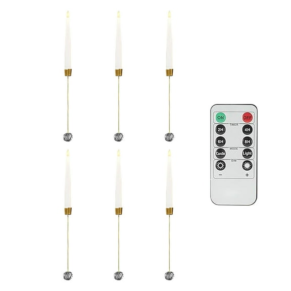 Flameless Christmas Tree Candles with Remote - 6-12 Pack Flickering LED Candles with Clear Crystal Ball for Xmas Wedding Indoor Decor & Timer Function