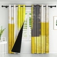 thumbnail image 2 of LFEEY Blackout Curtains, Modern Insulated Grommet Curtains, 42x84 inches, Painted Yellow Gray, 2 Panels, 2 of 6