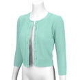 thumbnail image 2 of YEMAK Women's Crewneck Button Down 3/4 Sleeve Cropped Knit Cardigan Sweater MK3514, 2 of 11
