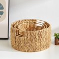 thumbnail image 4 of Wicker Storage Basket, Hand-Woven Water Hyacinth Large Round Woven Basket With Handles, Wicker Baskets for Organizing/Storage, 3-Pack, 4 of 16