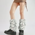 thumbnail image 6 of Plush Furry Leg Warmers for Women Soft Cozy Winter Boot Toppers Aesthetic Dots Fuzzy Foot Covers Footless Socks, 6 of 9