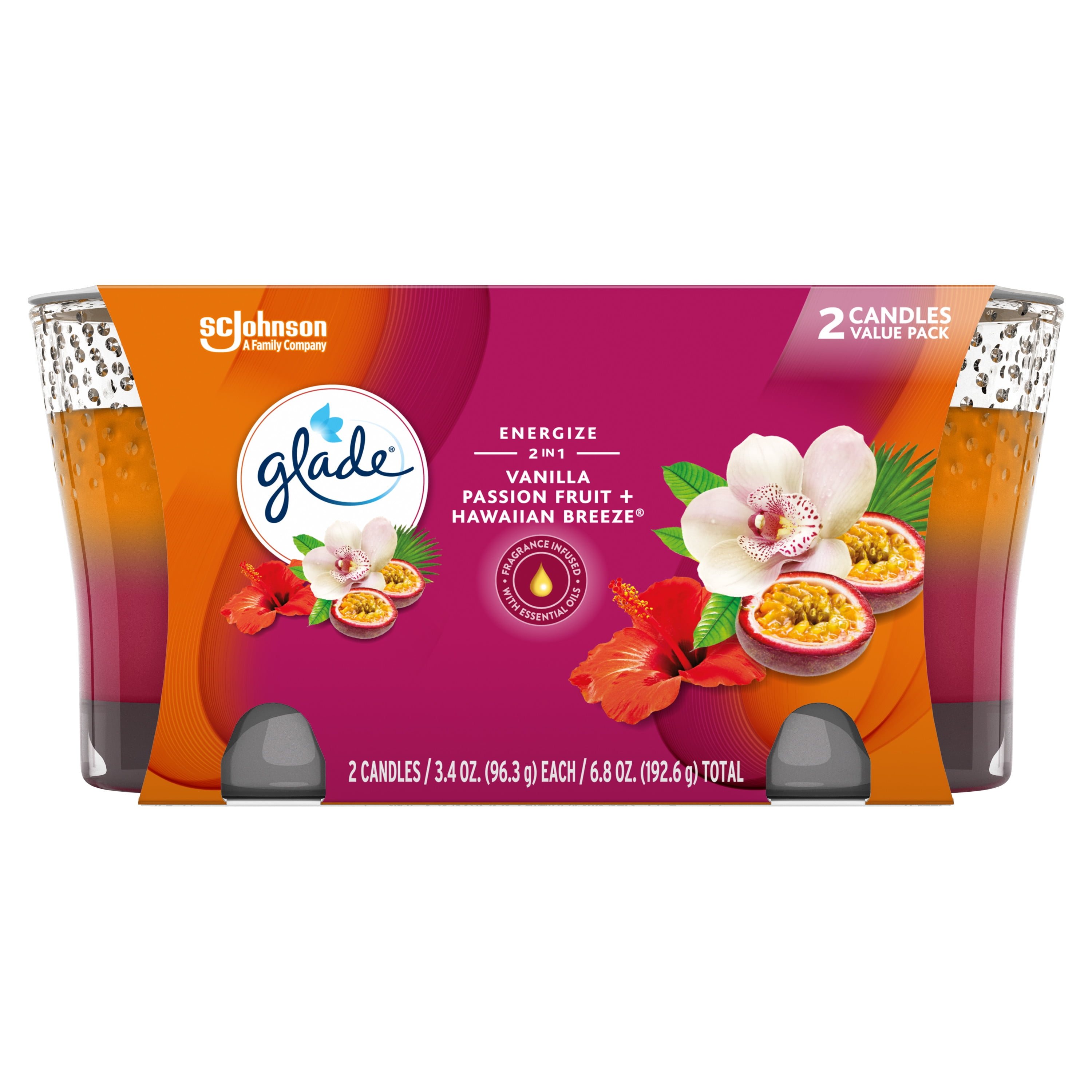 Glade 2in1 Two Pack Candles Hawaiian Breeze &#38; Vanilla Passion Fruit - 6.8oz/2ct