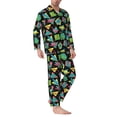 thumbnail image 2 of Susaid Geometric Dinosaur Print Men's Long Sleeve Pajama Set, Two-Piece Button-Down Loungewear PJs Set, Comfortable Sleepwear for Relaxation-XX-Large, 2 of 7