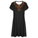 thumbnail image 4 of Puntoco Vestido De Cuello Redondo De Manga Corta Suelto Casual Estampado Estilo Étnico De Verano Para Mujer Negro Xxl,Regalos Para Mujer Joven, 4 of 5