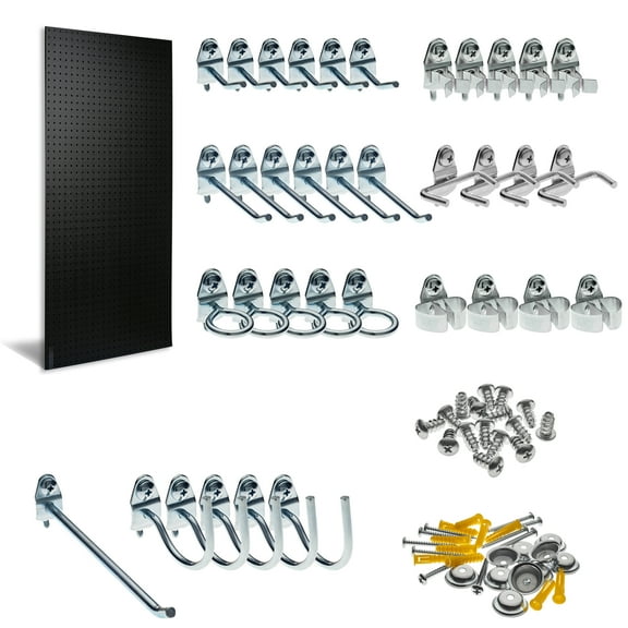 Triton Products® DB-36BKH-Kit Black 24"W x48"H x1/4"D ABS Pegboard/36 Piece Locking Hook Assortment