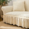 thumbnail image 6 of Homore 1 Piece Sofa Slipcover with Pleated Ruffled Skirt Washable High Stretch Durable Furniture Protector,2 Seater,Cream, 6 of 13