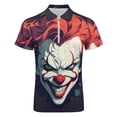 thumbnail image 4 of Psychedelic Clown Joker Men Zipper T-shirt Summer Casual Short Sleeve T-shirt Top, 4 of 7