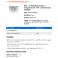 thumbnail image 2 of Rear Left Brake Backing Plate - Compatible with 1998 - 2004 Chevy S10 4WD 1999 2000 2001 2002 2003, 2 of 2