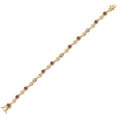 thumbnail image 2 of Gem Stone King 18K Yellow Gold Plated Silver Pink Tourmaline and White Lab Grown Diamond Bracelet for Women (2.27 Cttw, Gemstone October Birthstone, Round 4MM, 7.5 inch), 2 of 6