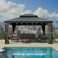 thumbnail image 6 of PURPLE LEAF 13' X 15' Permanent Hardtop Aluminum Frame Gazebo with Galvanized Steel Double Roof for Patio Lawn and Garden, Light Included, Grey, 6 of 14