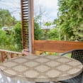 thumbnail image 2 of Ambesonne Geometric Fitted Round Tablecloth, Simple Grid Stripes Print, 36"- 40" Diameter, Warm Taupe Champagne, 2 of 5