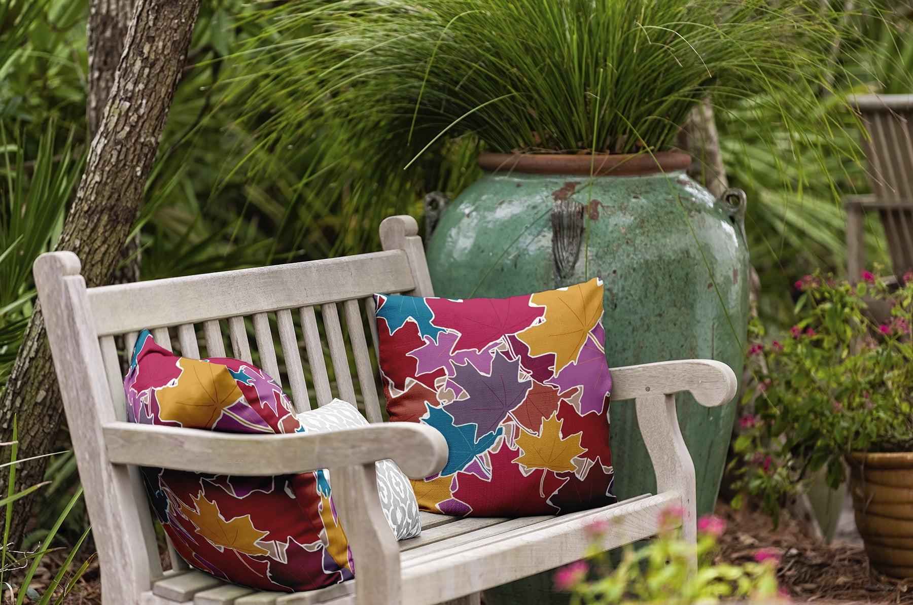 20" x 20" Simply Daisy Leaf Pile Polyester Indoor/Outdoor Pillow, Larkspur Qty 1