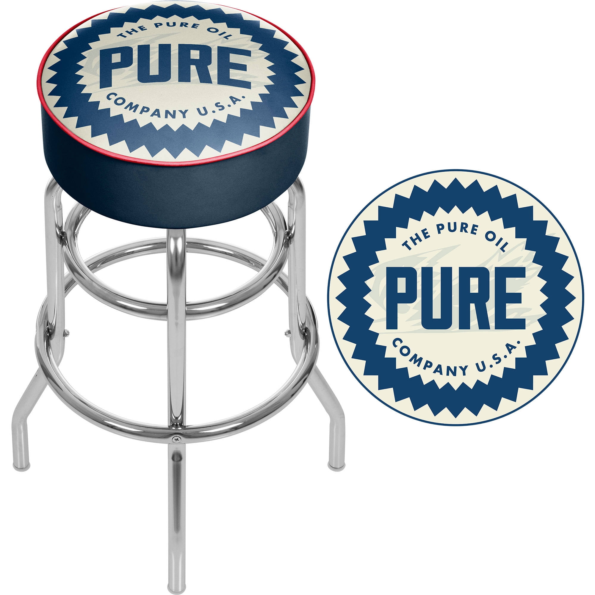 Pure Oil Chrome Bar Stool With Swivel Wordmark Walmart Com Walmart Com