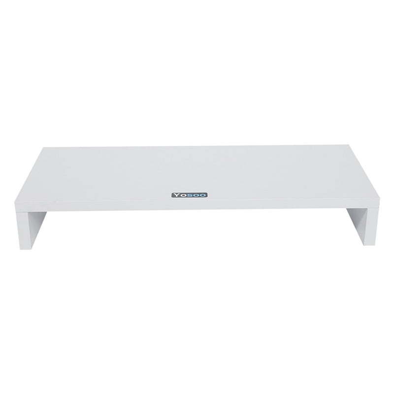 Wooden Computer Monitor Stand Riser Desktop Organizer White