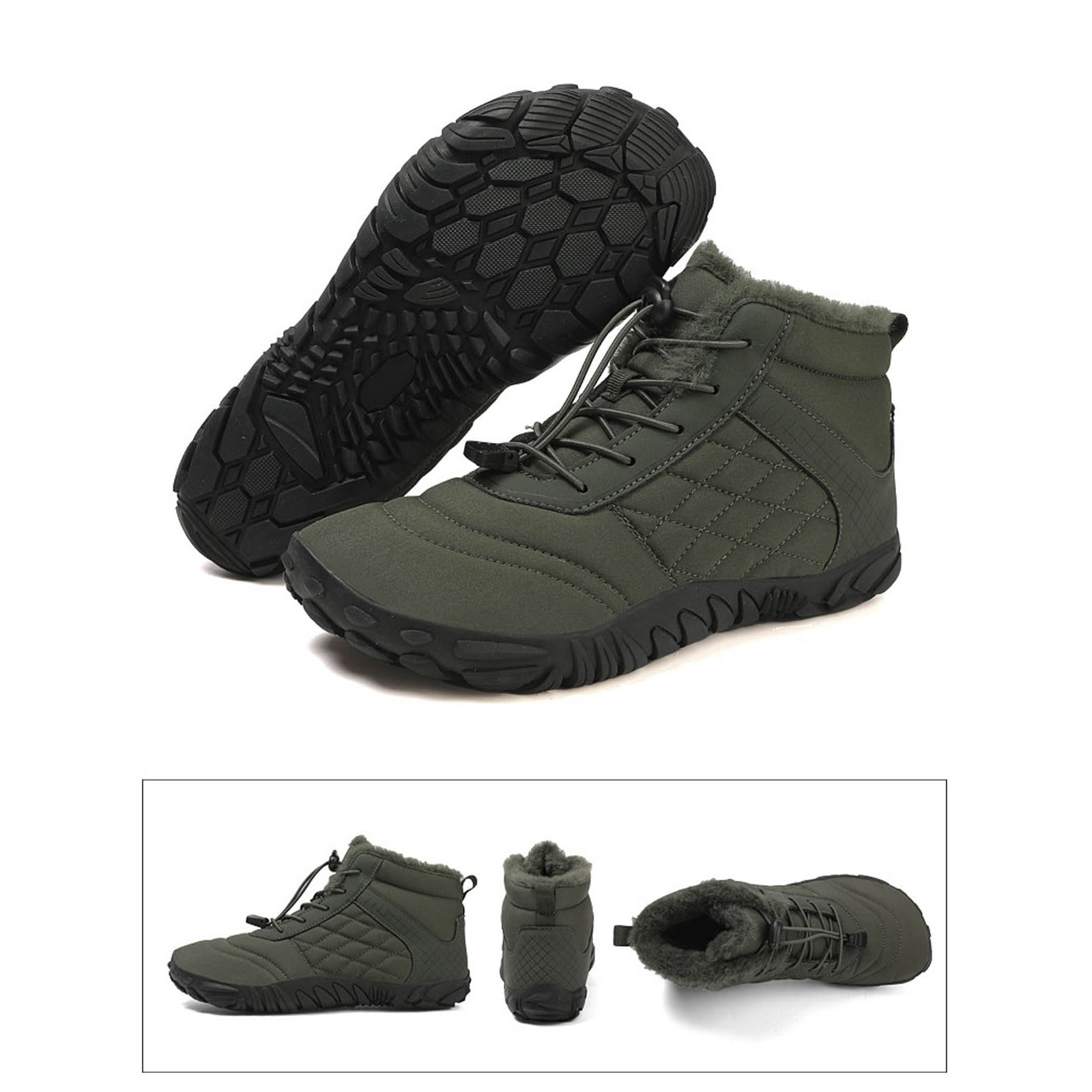 Ketyyh-chn99 Winter Barefoot Hiking Boots Golf Shoes Men's Women's Winter Barefoot Hiking Boots Warm Snow Boot Slip On Barefoot Boots AG,9.5
