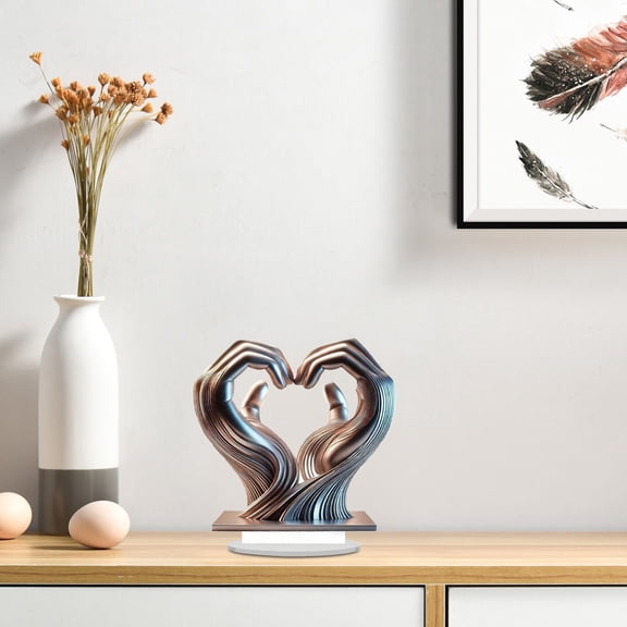 Clearance Under $10 Heart Shaped Statue Love Hand Sculpture Table Gift Love Gesture Statue Decoration For Anniversary Bedroom Cabinet Kitchen Khaki